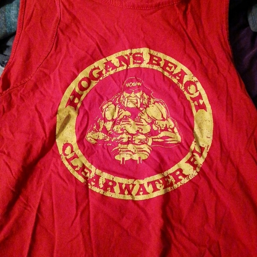 WWE Red Tank Top with Gold Print